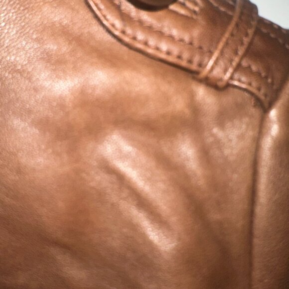 Anthropologie Leather Jacket Beautiful Brown Double Breasted Waist length XS - Picture 8 of 13